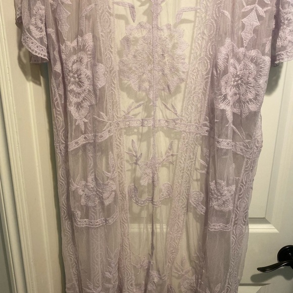 LC Lauren Conrad Duster Robe Lavender Lace New Without Tag one size beautiful - Picture 2 of 12